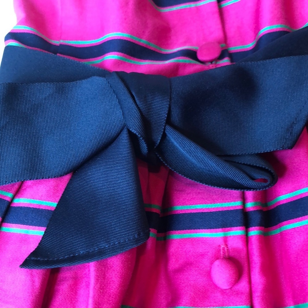 Ralph Lauren Pink Dress Blue Green Stripe Belt Covered Buttons Lined Girls 6 EUC - Picture 4 of 13